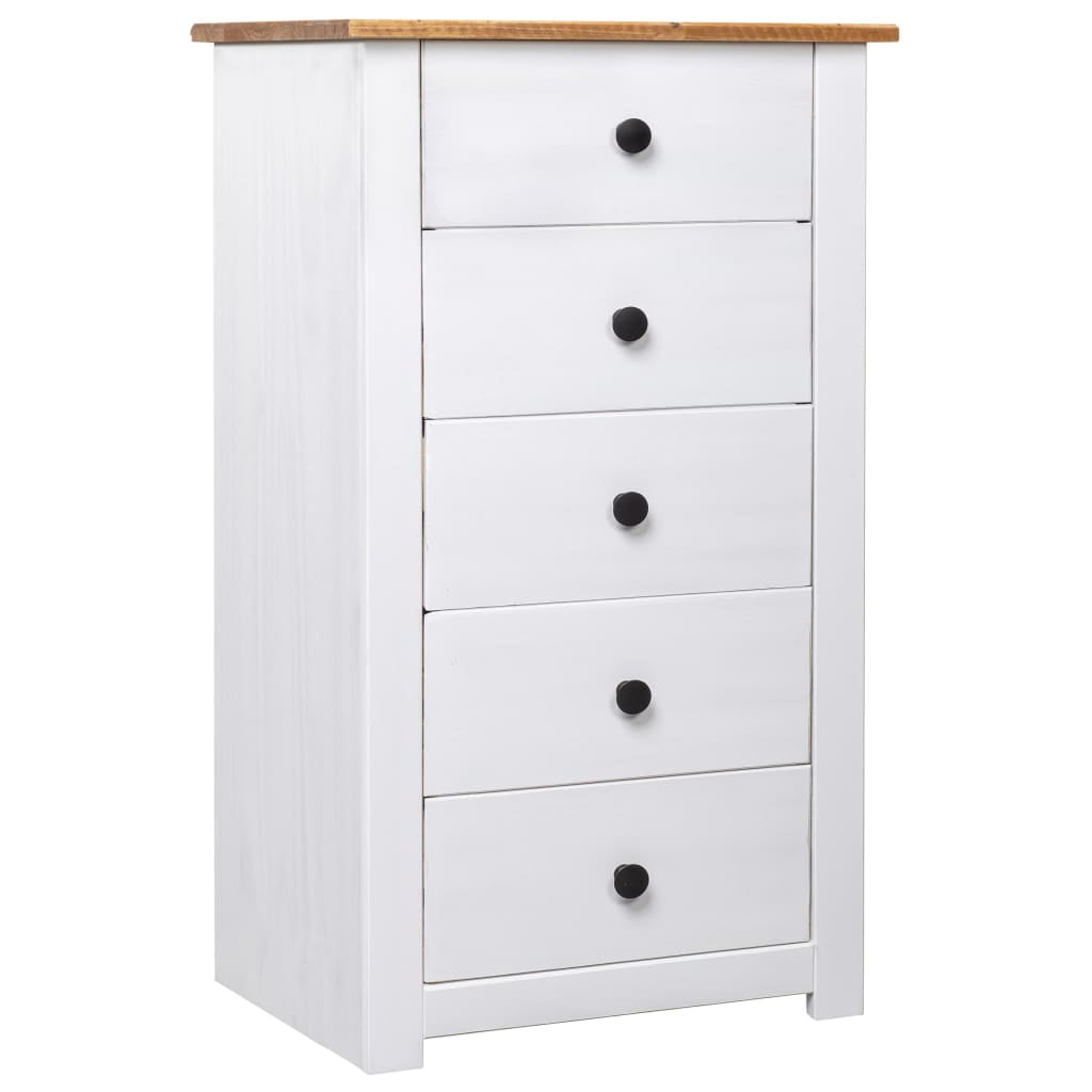 Vidaxl White Sideboard Pine Panama Range Drawer Cabinet Bedside Nightstand
