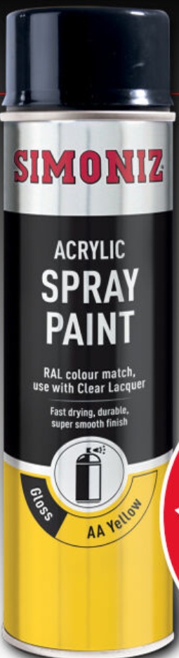 1 x Simoniz AA Van Gloss Yellow Auto Car Spray Paint 500ml Aerosol SIMP24D