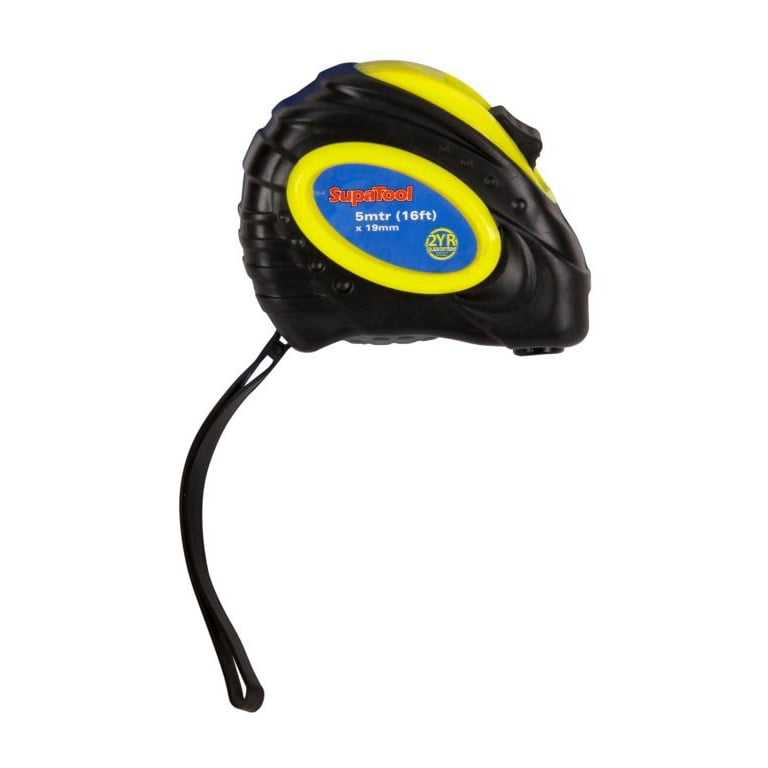 SupaTool Rubberised Tape Measure 7.5m Metric Imperial Black