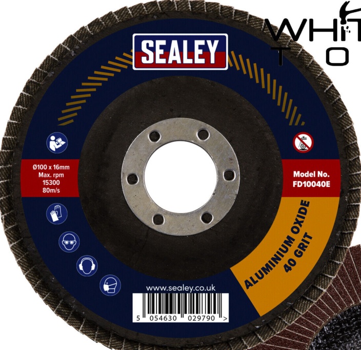 Sealey FD10040E 100mm Aluminium Oxide Flap Disc 40Grit 16mm Bore