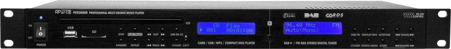 Apart PCR3000RMKIII DAB/FM RDS Tuner+CD/MP3 SD/USB/Bluetooth RS232 1U