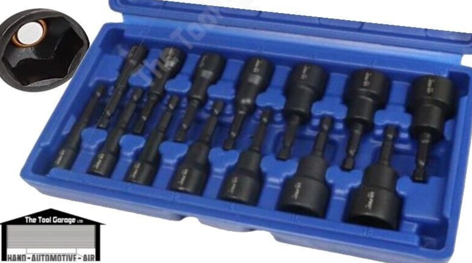 US PRO 14PC Magnetic Impact Nut Driver Set 1/4"" Hex Metric 6-19mm 7164