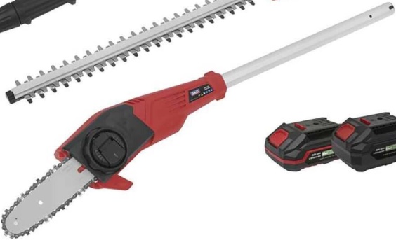 Sealey CP20VTPCOMBO Telescopic Cordless Hedge Trimmer & Chainsaw Kit 2 Batteries