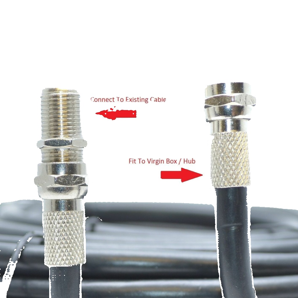 40M Virgin Media TV Broadband Extension Cable Black For Tivo, Sky + Q & Superhub