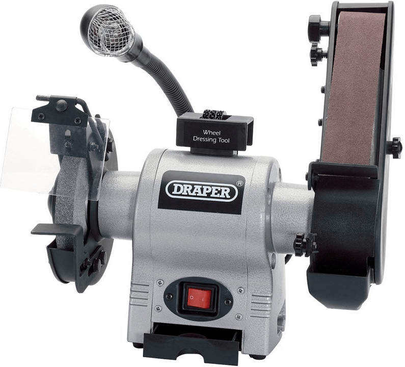 Draper 05096 Bench Grinder with Sanding Belt and Work light 150mm 370W