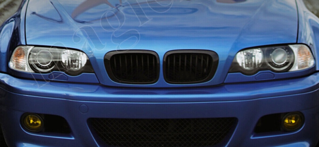 Gloss Black Dual Slat Kidney Grilles Grill For BMW 3er E46 2 Door Coupe 98-01 UK