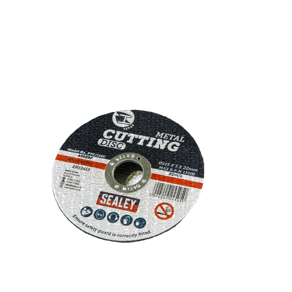 Sealey PTC-115C50 115 x 3mm Cutting Disc 22mm Bore - Pack of 50