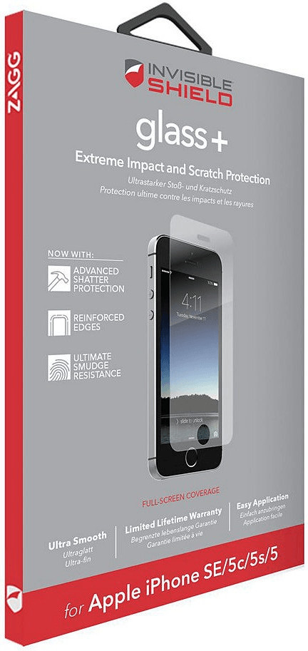 ZAGG InvisibleShield Glass+ Screen Protector for Apple iPhone SE (2016) 5S 5 SC