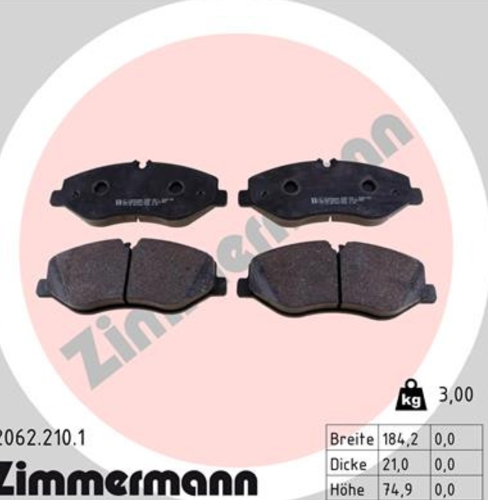 Front ZIMMERMANN 22062.210.1 Brake Pad Set, disc brake for MERCEDES-BENZ,MERCEDE