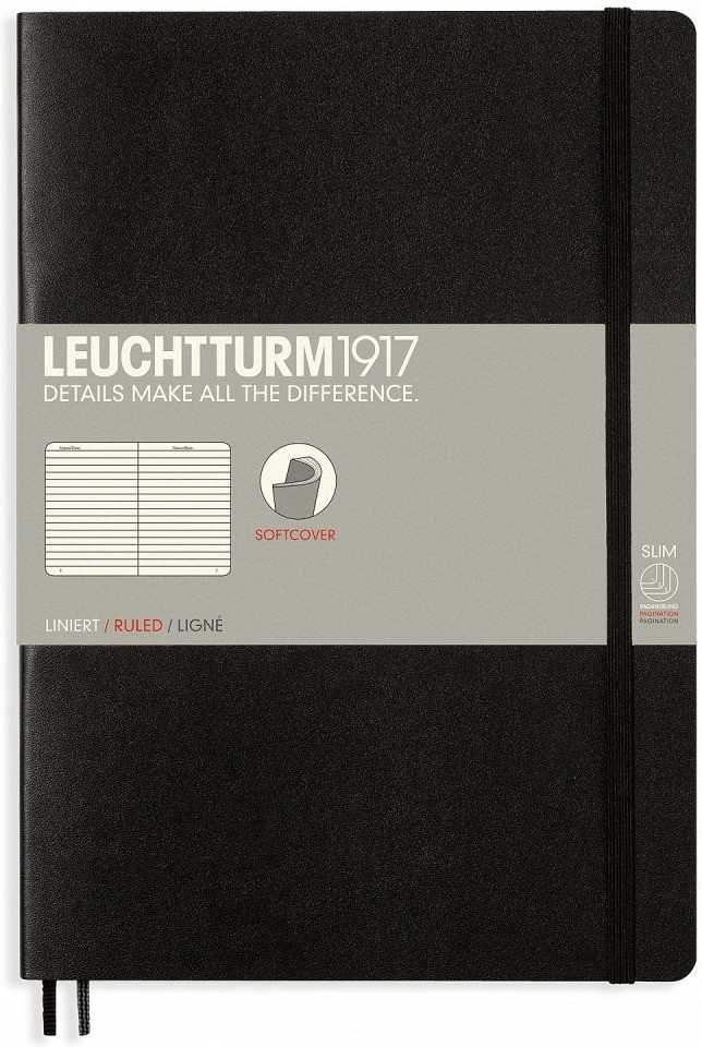 Black Softback B5 Ruled Notebook