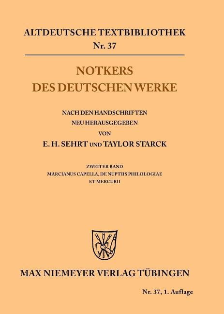 Sehrt - Notkers des Deutschen Werke - New paperback or softback - 92 - X555z