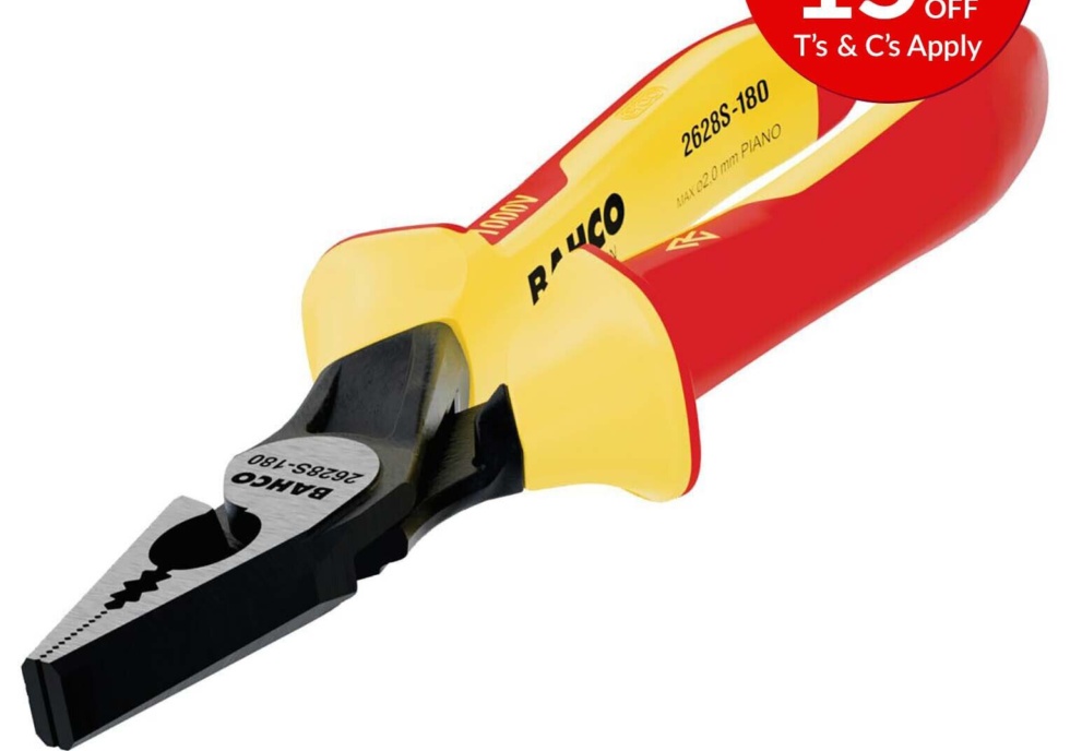 BAHCO VDE Insulated Combination Pliers 180mm Ergo Side Cutting Cutters 2628S-180