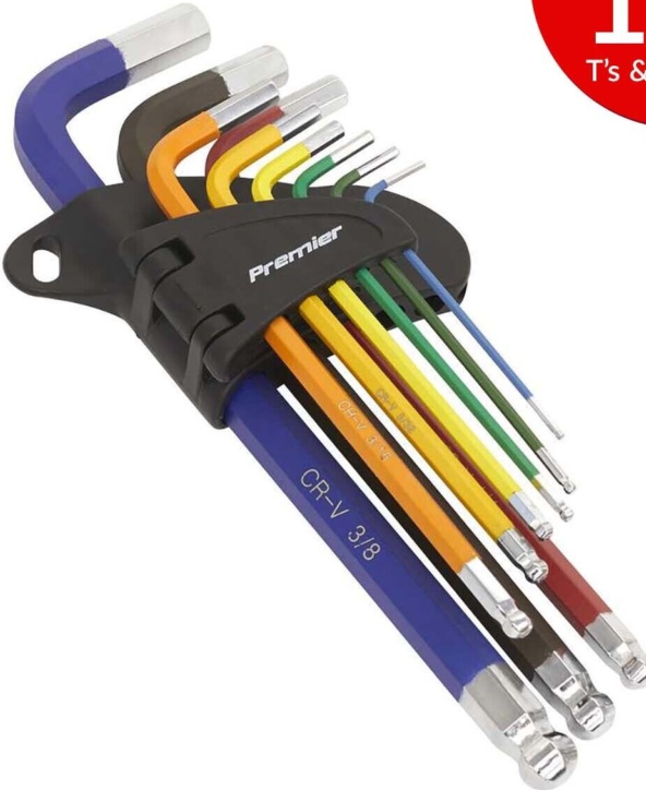 Sealey AK7197 Premier Imperial Long Ball-End Hex Key Set 9pc