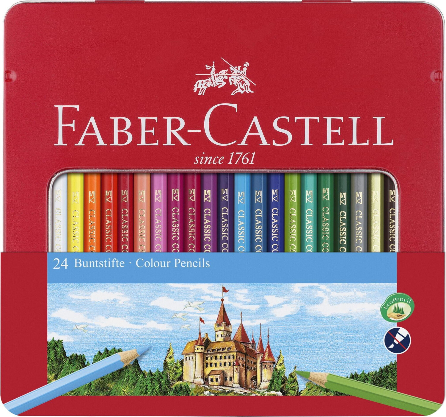 Colour Pencils Hexagonal Tin Of 24