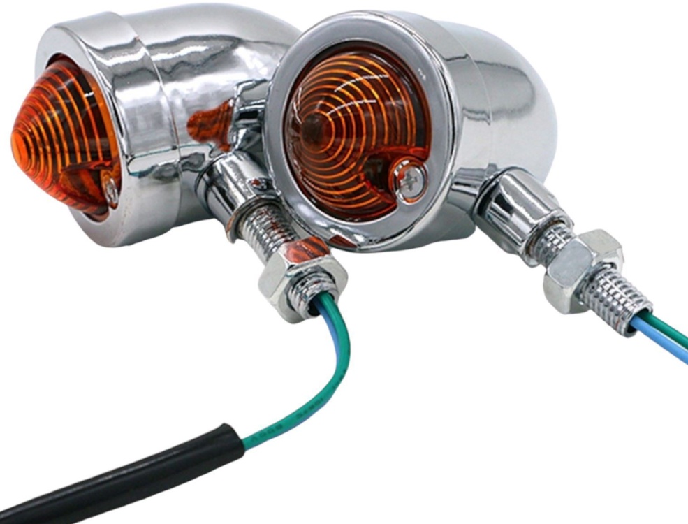 Pair Of Universal Cafe Racer Bullet Style Indicators - Chrome