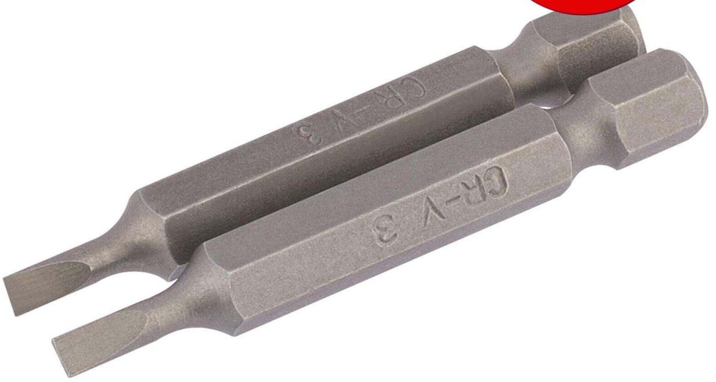 Draper 64088 Plain Slot Insert Bit 3mm 1/4"" Hex 50mm Long (Pack of 2)
