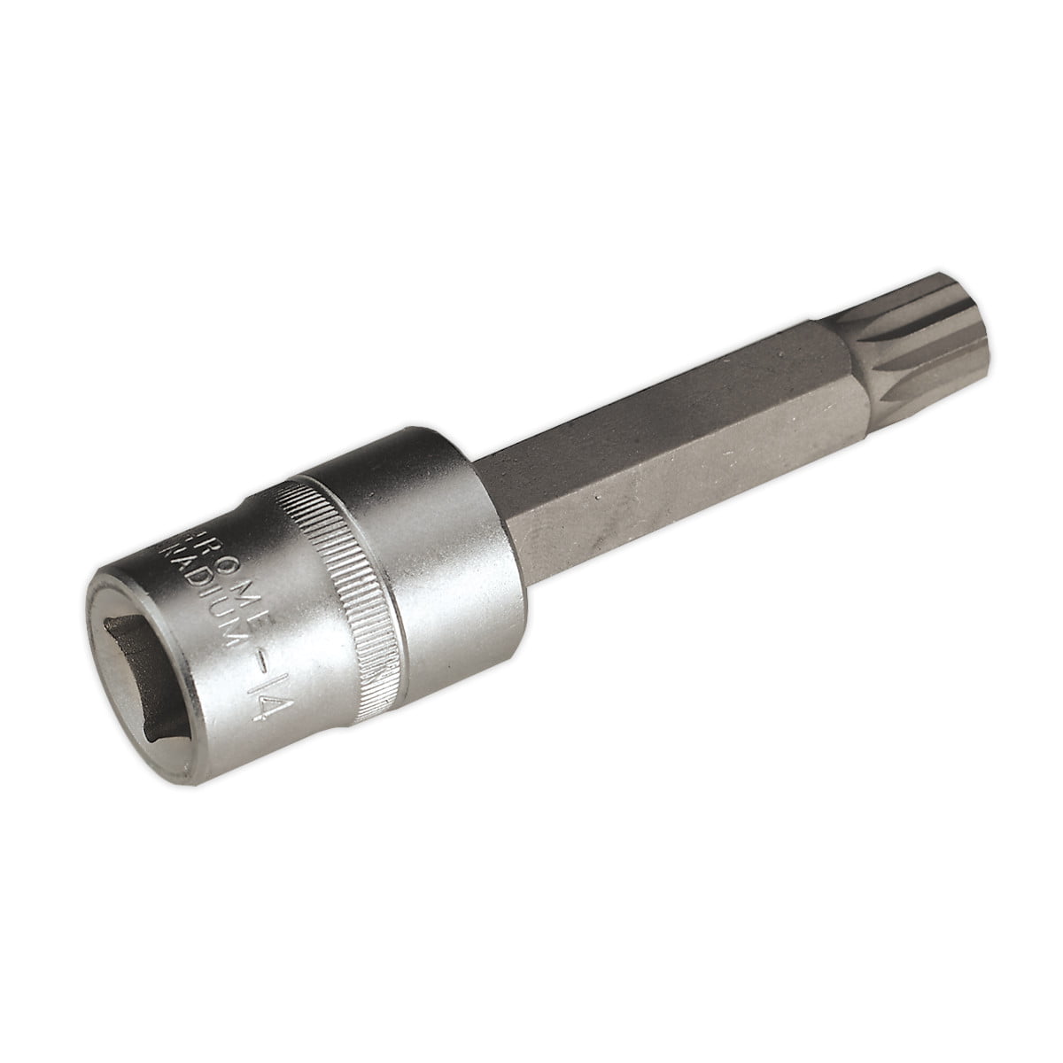 Sealey AK5531 Premier Spline Socket Bit 1/2""Sq Drive M14 x 100mm