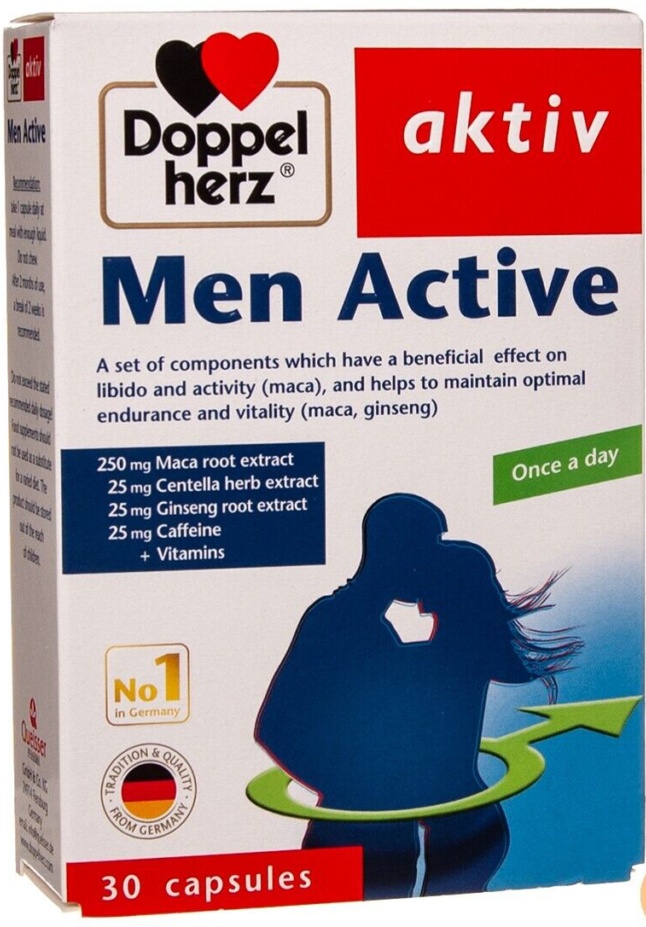 DOPPELHERZ Aktiv Men Active Maca Extract Vitamin E Selenium Zinc 30 Capsules