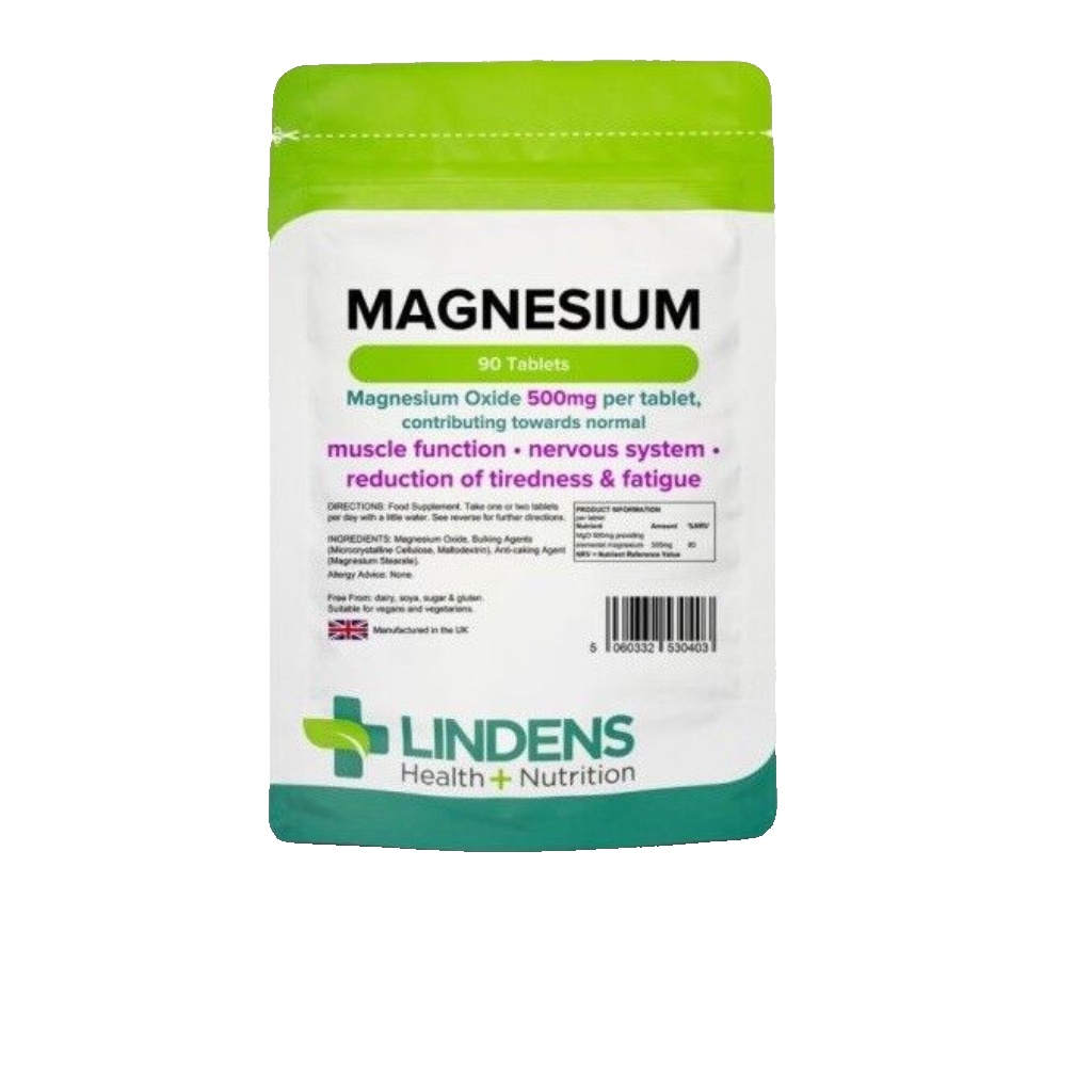 Lindens MAGNESIUM Oxide 500mg 90 Tablets Muscle Function, Fatigue,Tiredness
