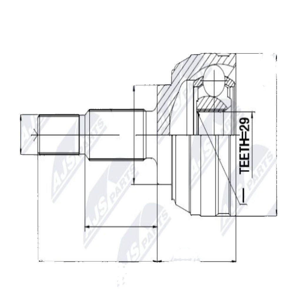 Driveshaft CV joint Front Axle Left NPZ-RE-029 NTY for RENAULT DACIA