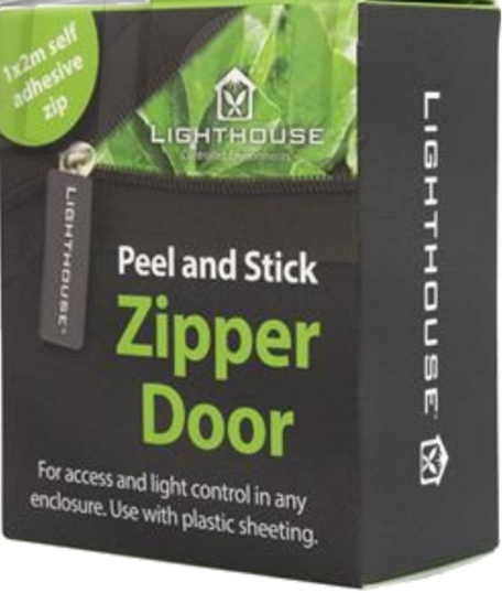 ZIPPER DOOR, Peel & Stick DIY ZIP for plastic sheet growrooms hydroponic tents