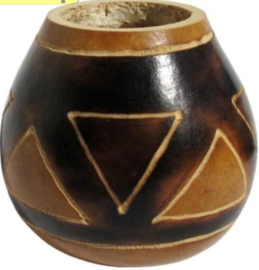 K30 CARVED MATE GOURD & BOMBILLA SET (CUP & STRAW) YERBA MATE - TRIBAL CUFF