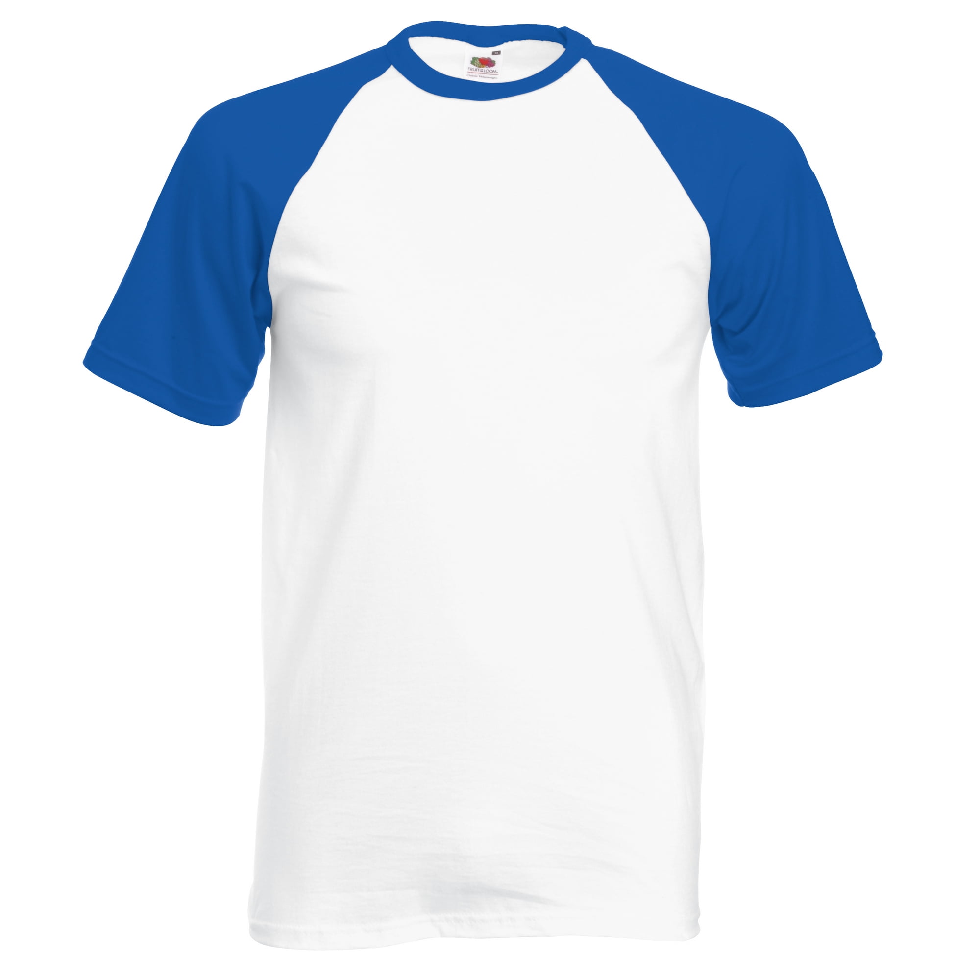 Fruit Of The Loom (M, White/Royal ) Mens Short Sleeve Baseball T-Shirt Blue