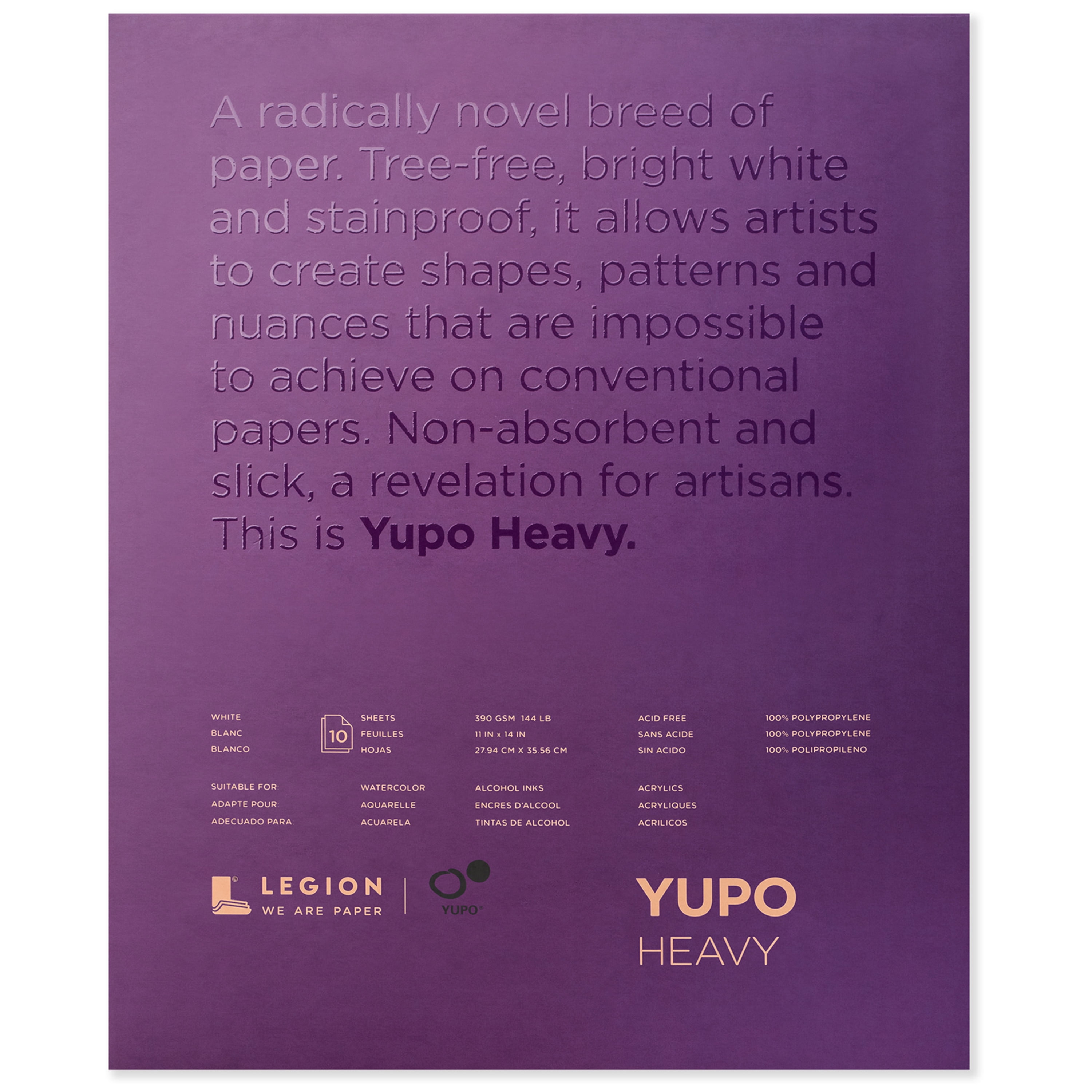 Yupo Heavy Watercolour Paper Pad Polypropylene 11x14in 390gsm 10 Sheets Art P...