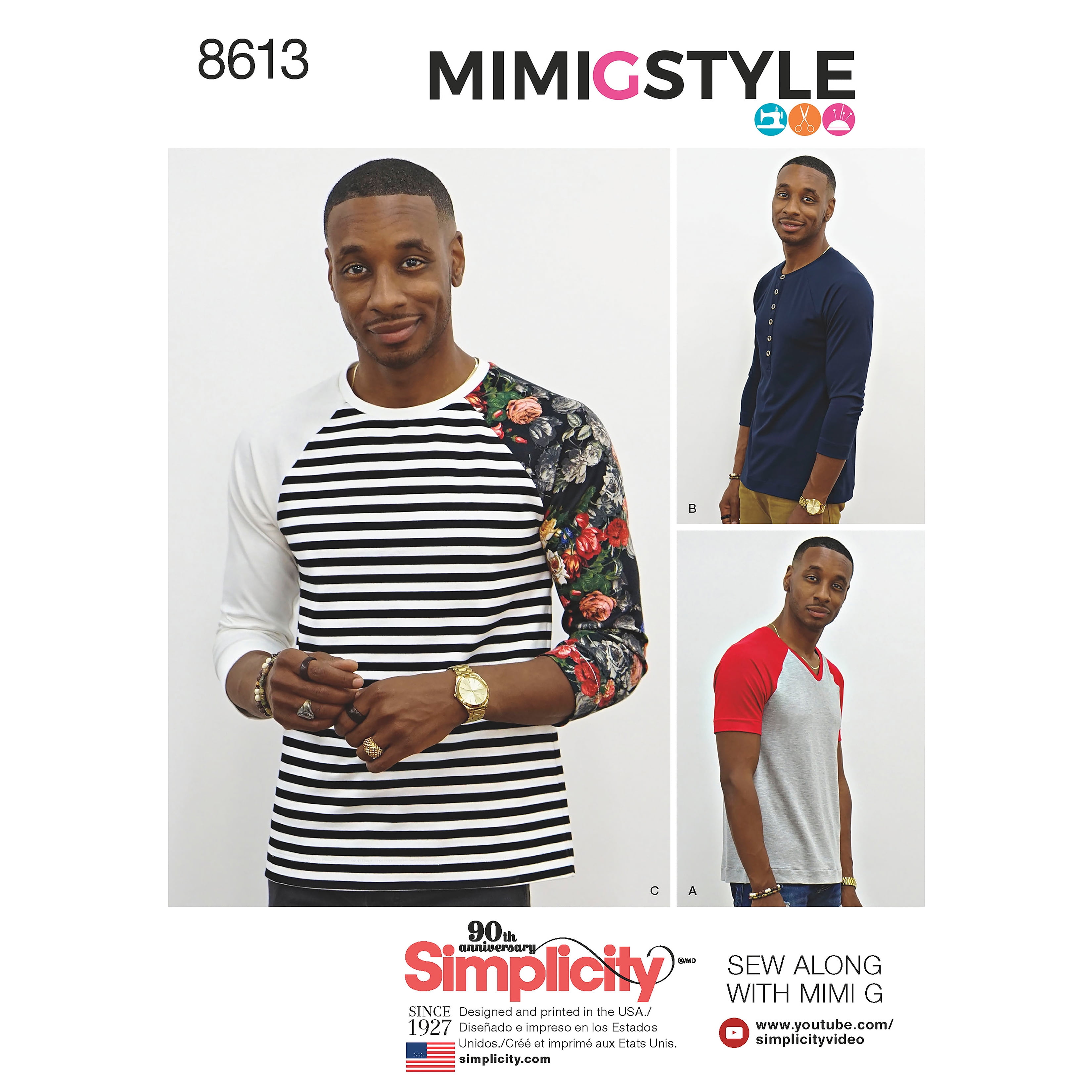 SIMPLICITY 8613 MEN'S KNIT TOPS Sewing Pattern Sizes XS - XL  Skill: AVERAGE