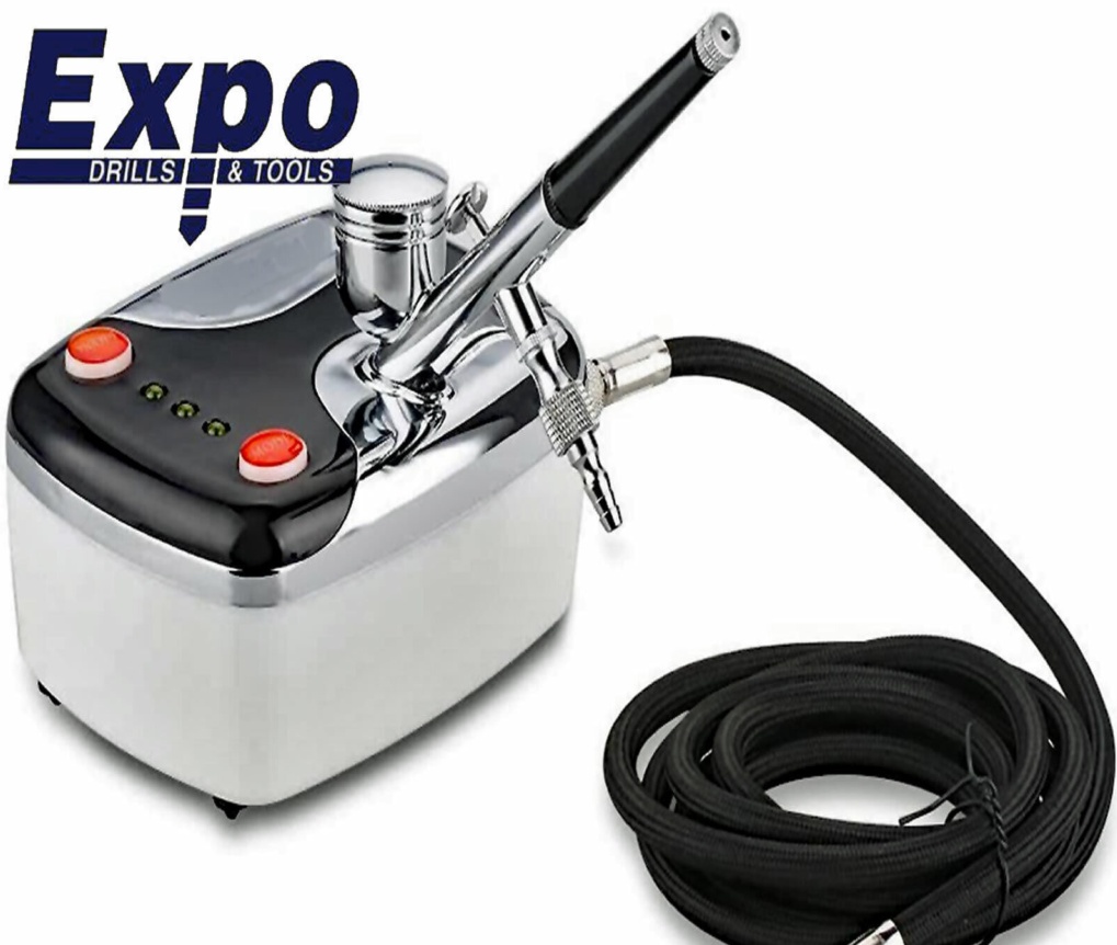 AIRBRUSH SUPER DETAIL AB605 Set Complete Kit ready to use carry case EXPO TOOLS