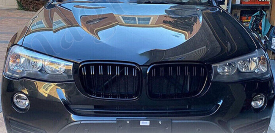 Glossy Black Front Hood Kidney Grille for BMW X3 F25 X4 F26 Bumper Grill 2014-18