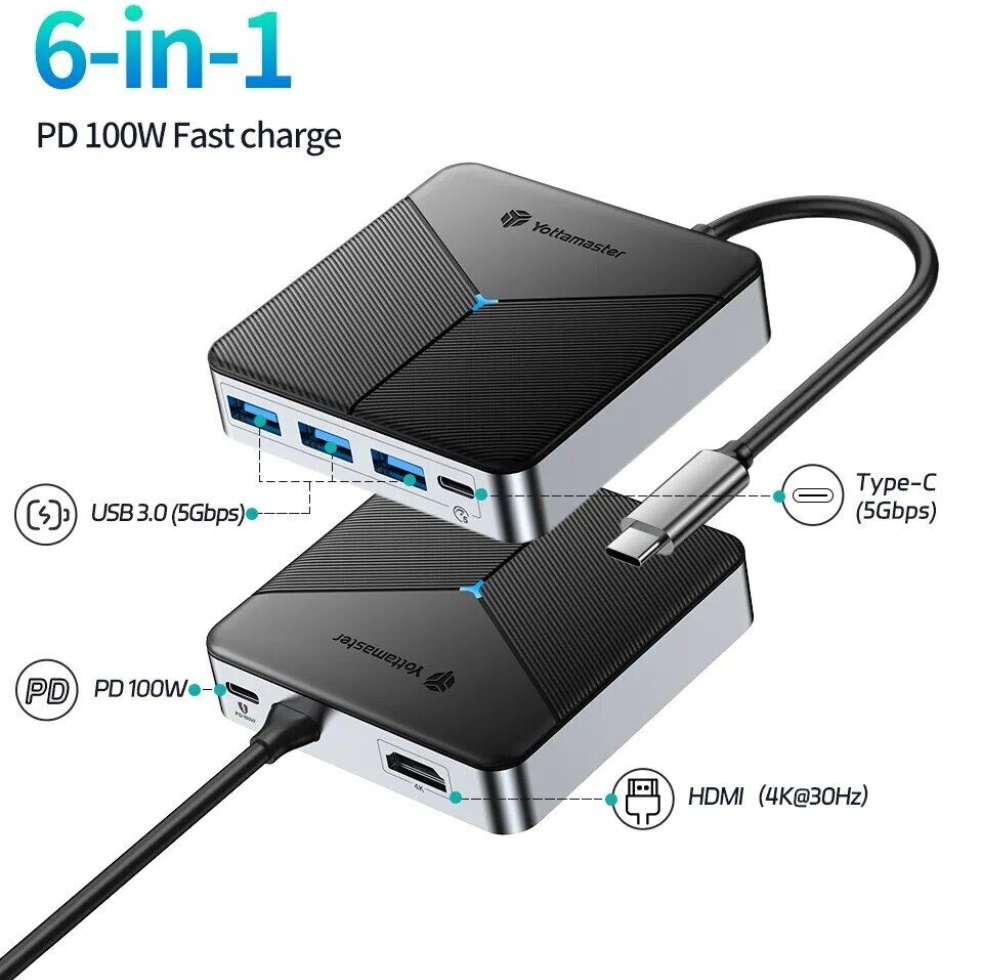 USB-C Hub USB 4K HDMI Adapter USB 3.0 Docking Station Multiport 5 Gbps 5/6 in 1