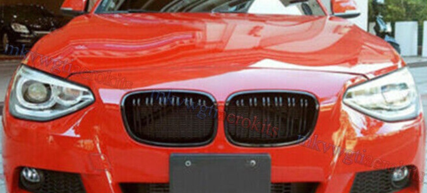 Gloss Black Twin Slats Front Kidney Grille for BMW F20 F21 1 SERIES 11-14 Grills
