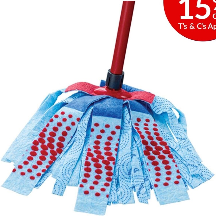 Vileda Supermocio 3Action Mop - Microfibre, 3 Cleaning Actions, Telescopic Handle, Red/Blue - Image 2