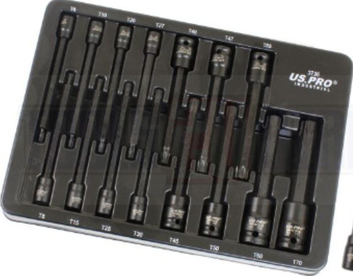 US PRO INDUSTRIAL 15pc Extra Long Impact Star Bit Socket Set T6 - T70 3736