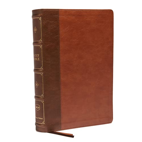 NKJV, Large Print Verse-by-Verse Reference Bible, Maclaren Series, Leathersoft, Brown, Comfort Print