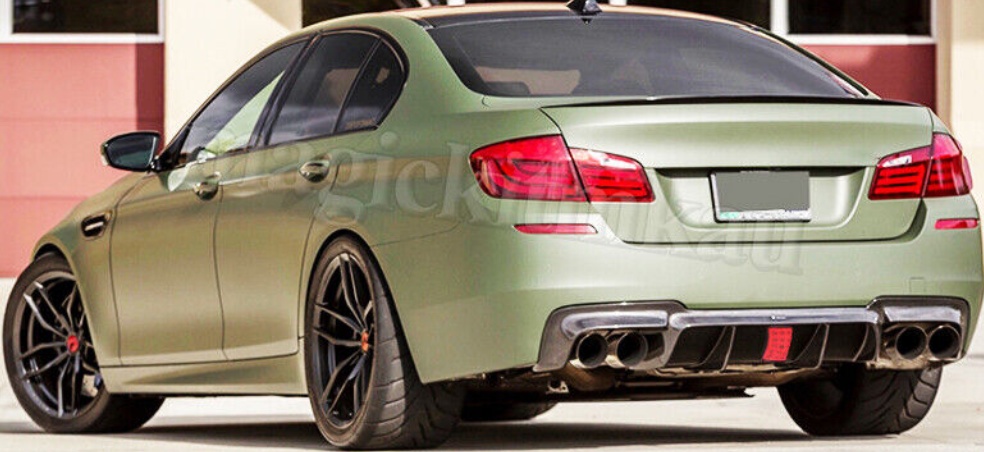 FOR BMW 5ER F10 F11 M-SPORT M5 REAR DIFFUSER BUMPER VALANCE W/ LED GLOSS BLACK