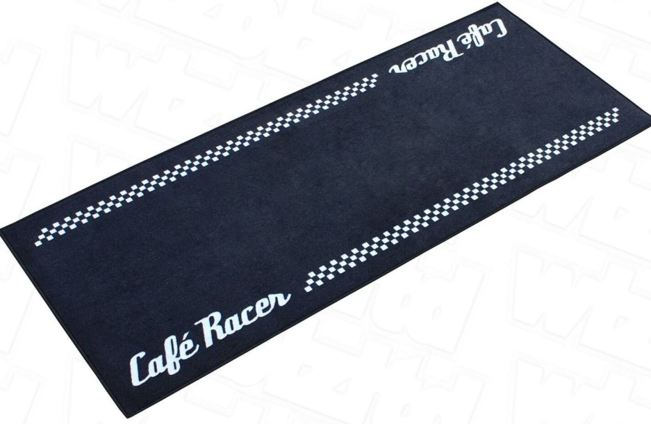 Black & White 1900x800mm Café Racer Garage Mat GRGMAT53