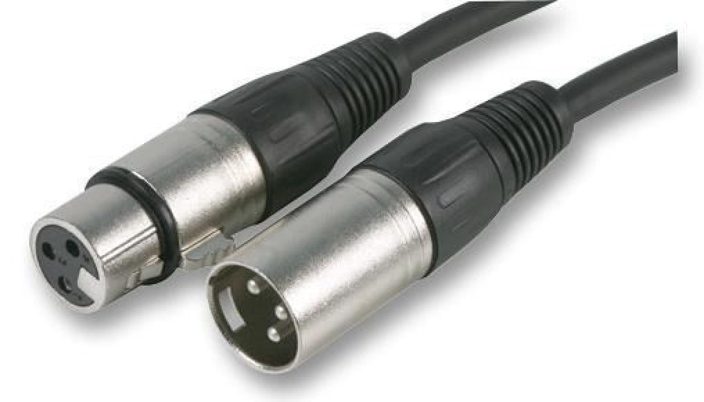 PULSE - 3 Pin XLR Male to XLR Female Microphone Lead, 0.5m Nickel