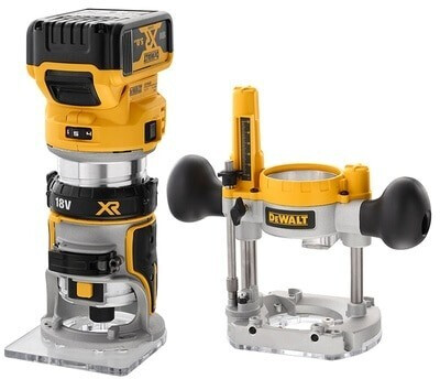 Dewalt DCW604P2 18v XR Brushless Laminate Trimmer 1/4'' Router + Plunge Base 2 x