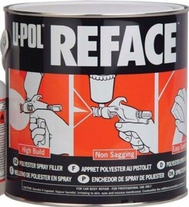 2 x UPOL Reface Polyester Spray Filler 1L Kit With Hardener Upol