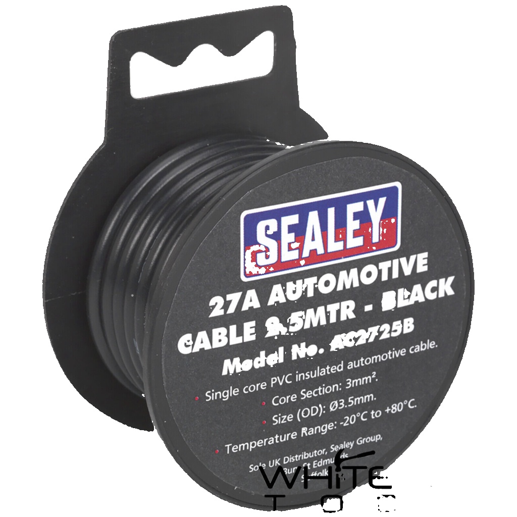 Sealey AC2725B 27A Thick Wall Automotive Cable 2.5m - Black