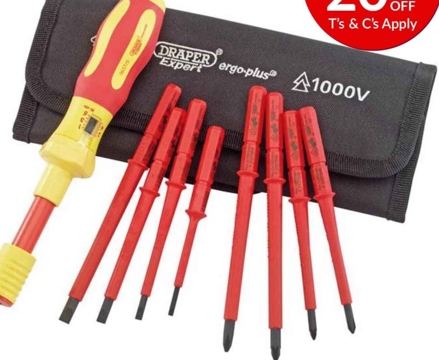 Draper 65372 XP1000 VDE Interchangeable Torque Screwdriver Set (9 Piece)