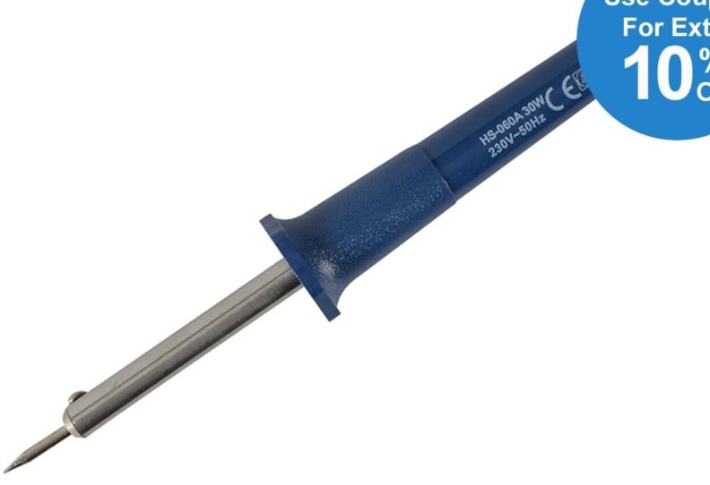 SOLDERING IRON WITH FOLDING STAND ELECTRIC 240v 30w ELECTRONICS, BLUE SPOT 31100
