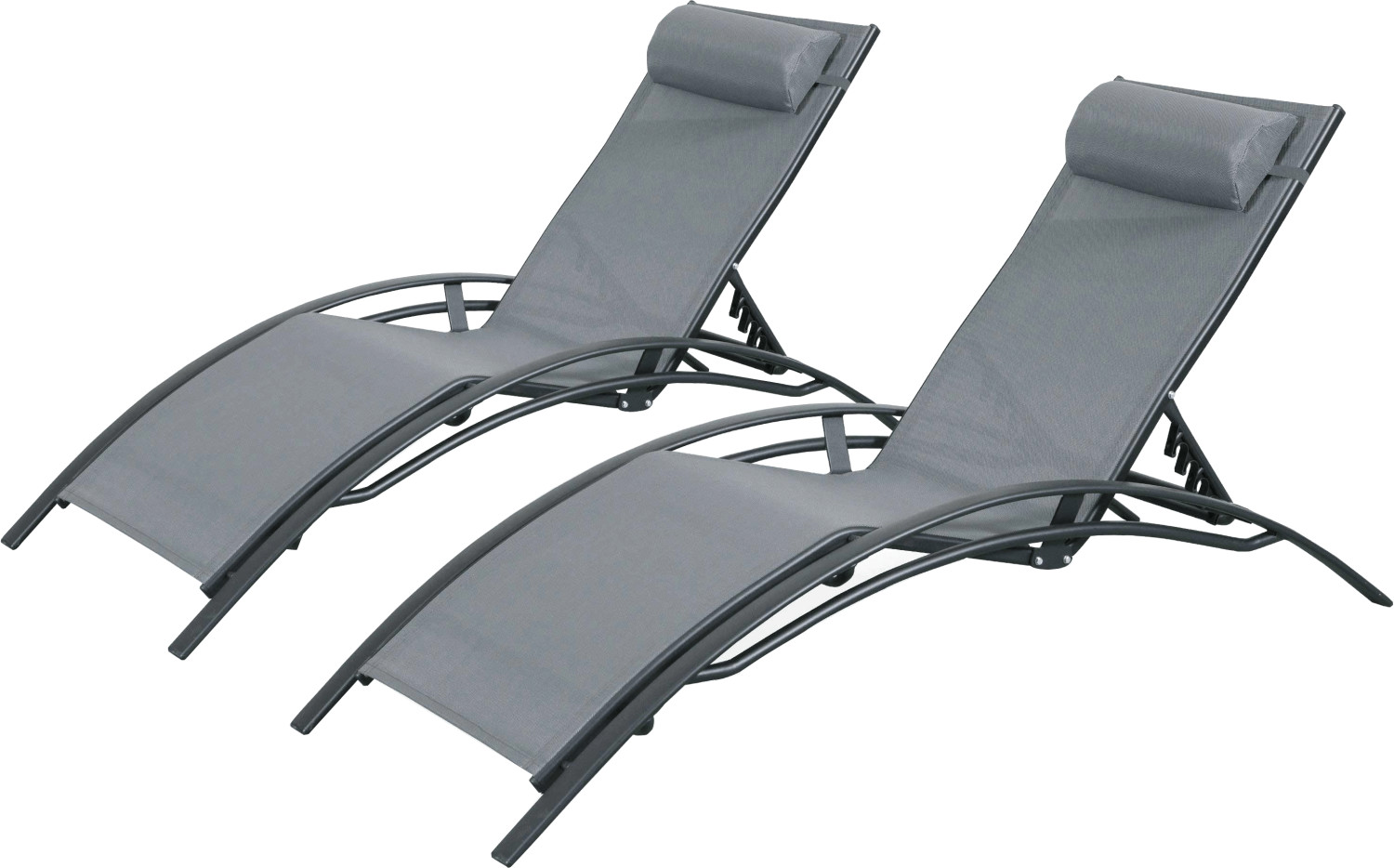sweek Aluminium & Textilene Sun Lounger - Grey - 4 Reclining Positions