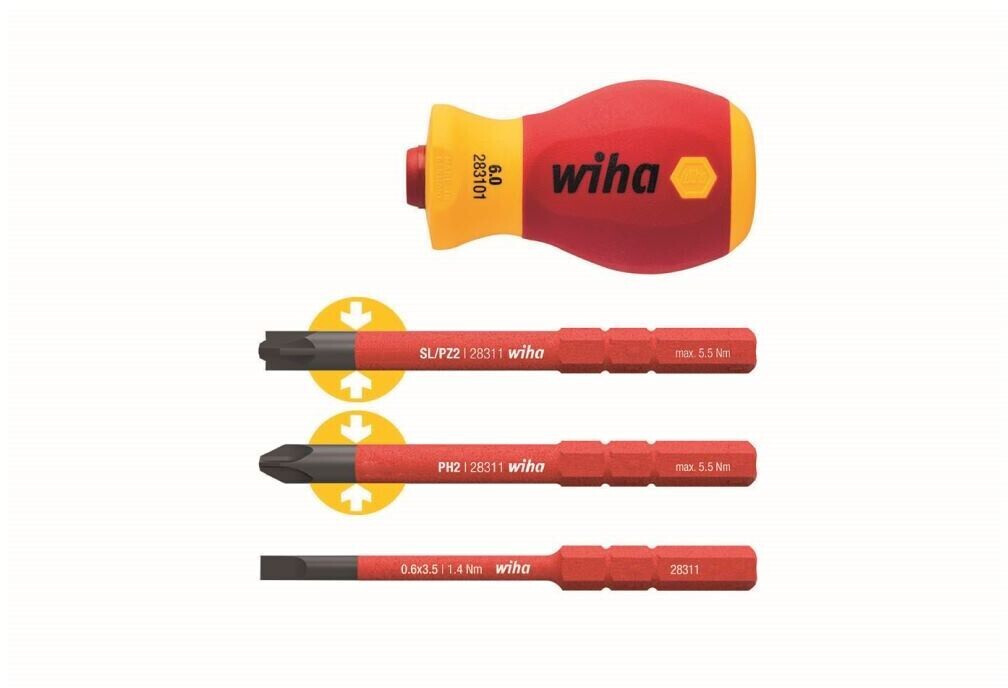Wiha 41230 SlimBit Screwdriver Phillips Slotted Plusminus With Holder 1000v VDE