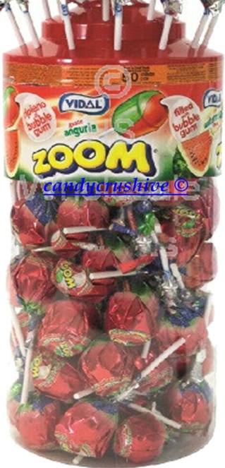 Vidal Zoom Cola Flavour Lollipops Filled with Bubblegum - 50 lollies