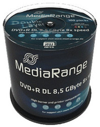 100 MediaRange Dual Layer DVD+R Double DL 8x Printable Blank disc MR471 Hardcore