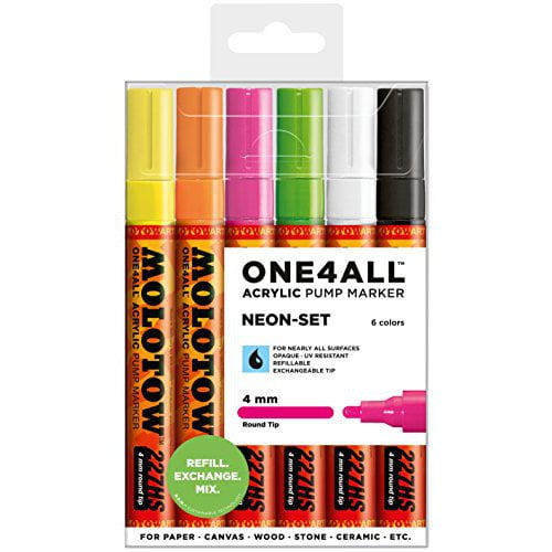 Molotow One4All Acrylic Marker 227HS Neon Set (6 Markers) - 4mm Tip