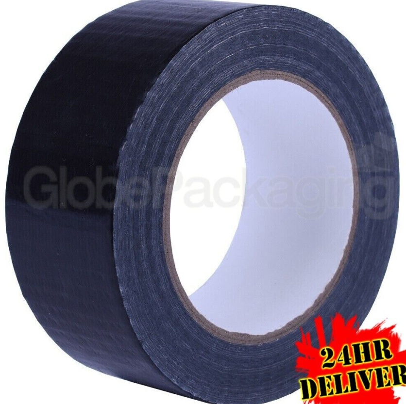 6 ROLLS OF BLACK DUCT GAFFA CLOTH TAPE 50mm x 50M